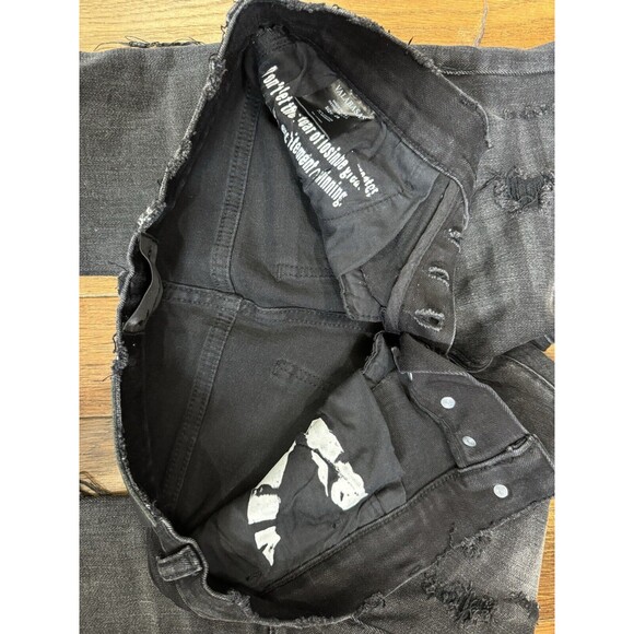 Valabasas Mens Black Distressed Skinny Jeans 29 Buttonfly Designer Denim - Picture 6 of 10